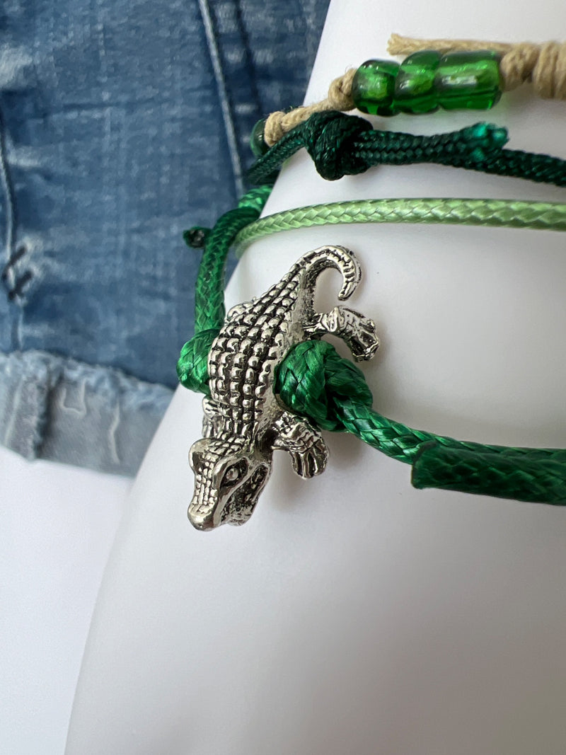 Gator Beaded Bracelet Pack — close-up detail of the charm and materials