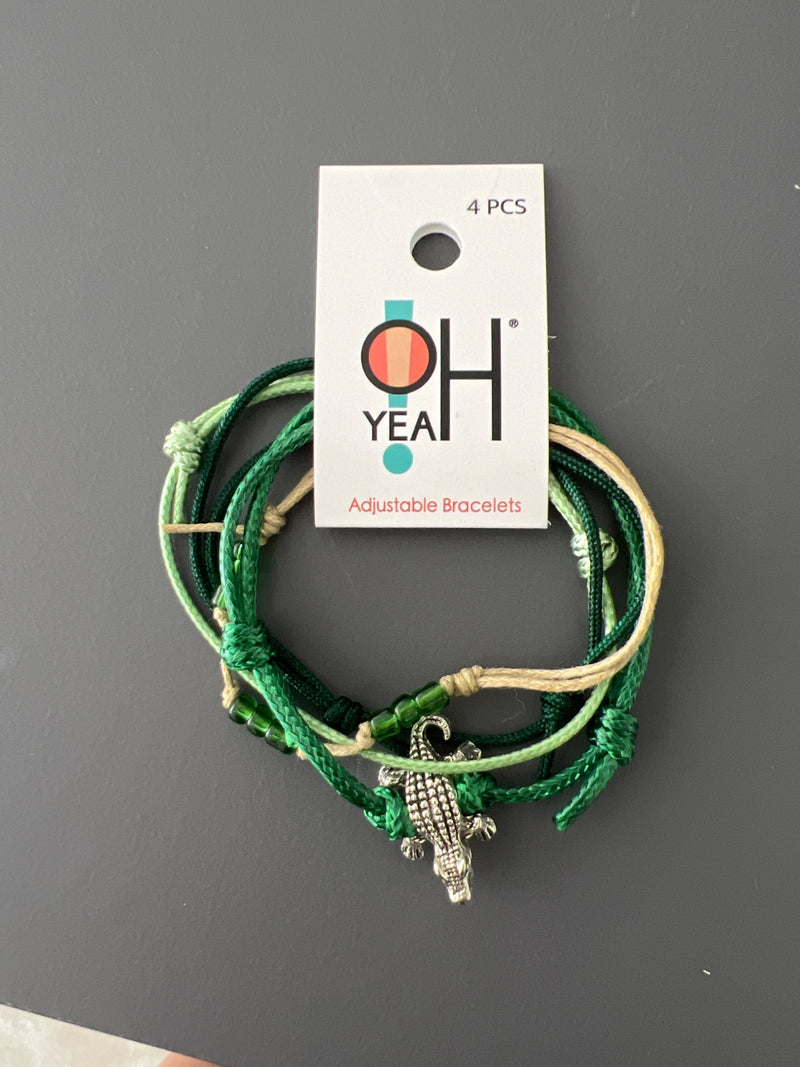 Gator Beaded Bracelet Pack — alligator bead bracelet in layered greens