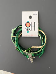 Gator Beaded Bracelet Pack — alligator bead bracelet in layered greens