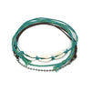 Green Cowrie Shell Anklet Set with real natural shells, teal cords and silver chain