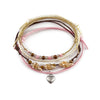 Heart Shell Charm Bracelet Pack with pink braided cords, real shells and silver heart charm
