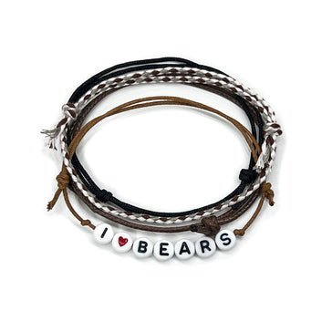 I Heart Bears Bracelet Pack with brown cords and letter beads
