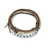 I Heart Monkeys Letter Bead Bracelet Pack