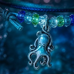 Octopus Bracelet Style Pack video - stackable waterproof beach bracelets with a silver octopus charm, set to music, with lyrics