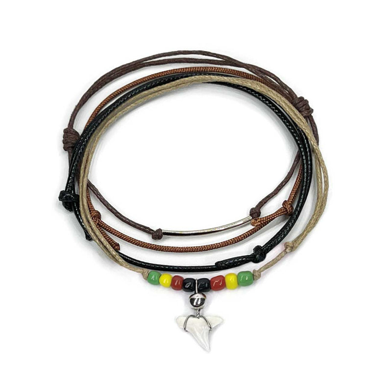 Rasta Shark Tooth Bracelet Pack