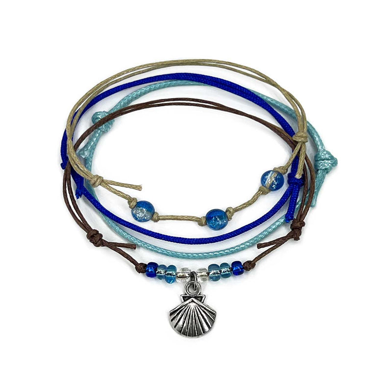 Seashell Bracelet Style Pack – Stackable Beach Bracelets with Silver Shell Charm