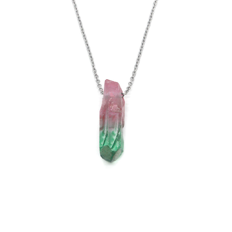 Crystal Necklace (Land) - Pink & Green Quartz Crystal Pendant | O Yeah Gifts!