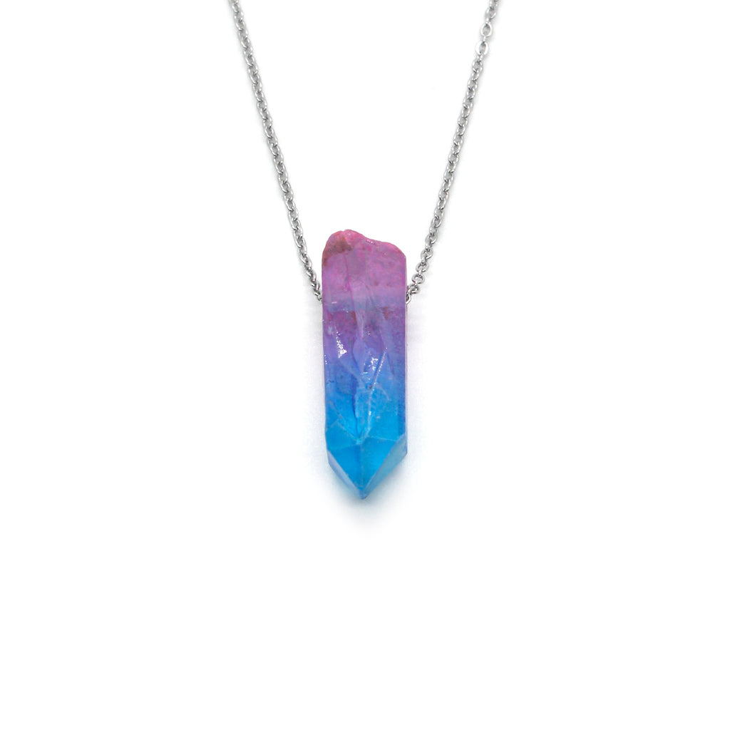 Aqua Blue Aura Quartz Necklace | Rainbow Aura Quartz Necklace - Necklace  Blue Crystal - Aliexpress
