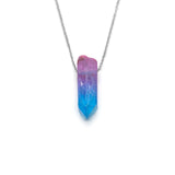 Blue Purple Crystal Necklace, Stone Gemstone Pendant Jewelry