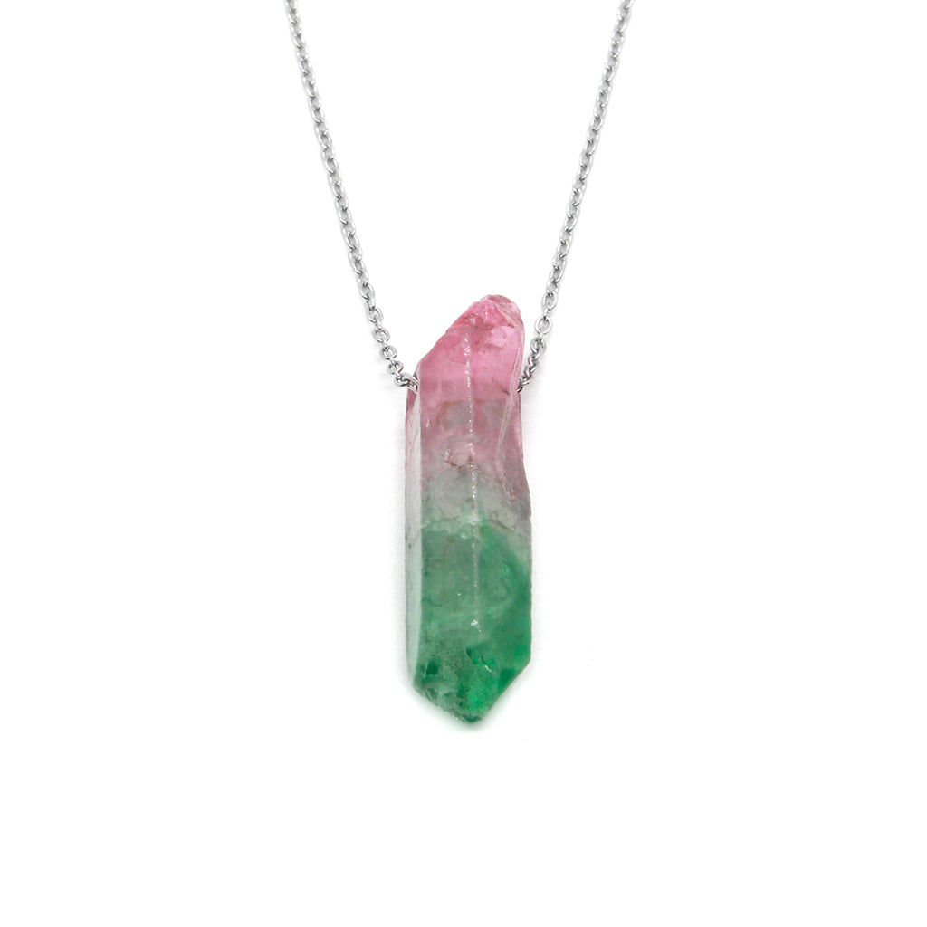 Crystal Necklace (Land) - Pink & Green Quartz Crystal Pendant | O Yeah Gifts!