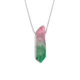 Pink Green Crystal Necklace, Stone Gemstone Pendant Jewelry