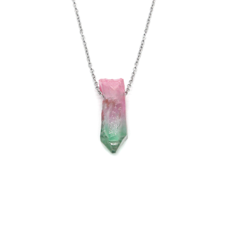 Crystal Necklace (Land) - Pink & Green Quartz Crystal Pendant | O Yeah Gifts!