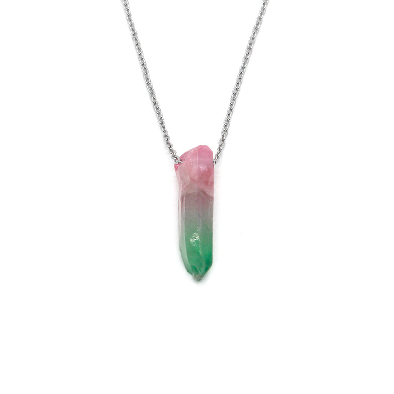 Crystal Necklace (Land) - Pink & Green Quartz Crystal Pendant | O Yeah Gifts!