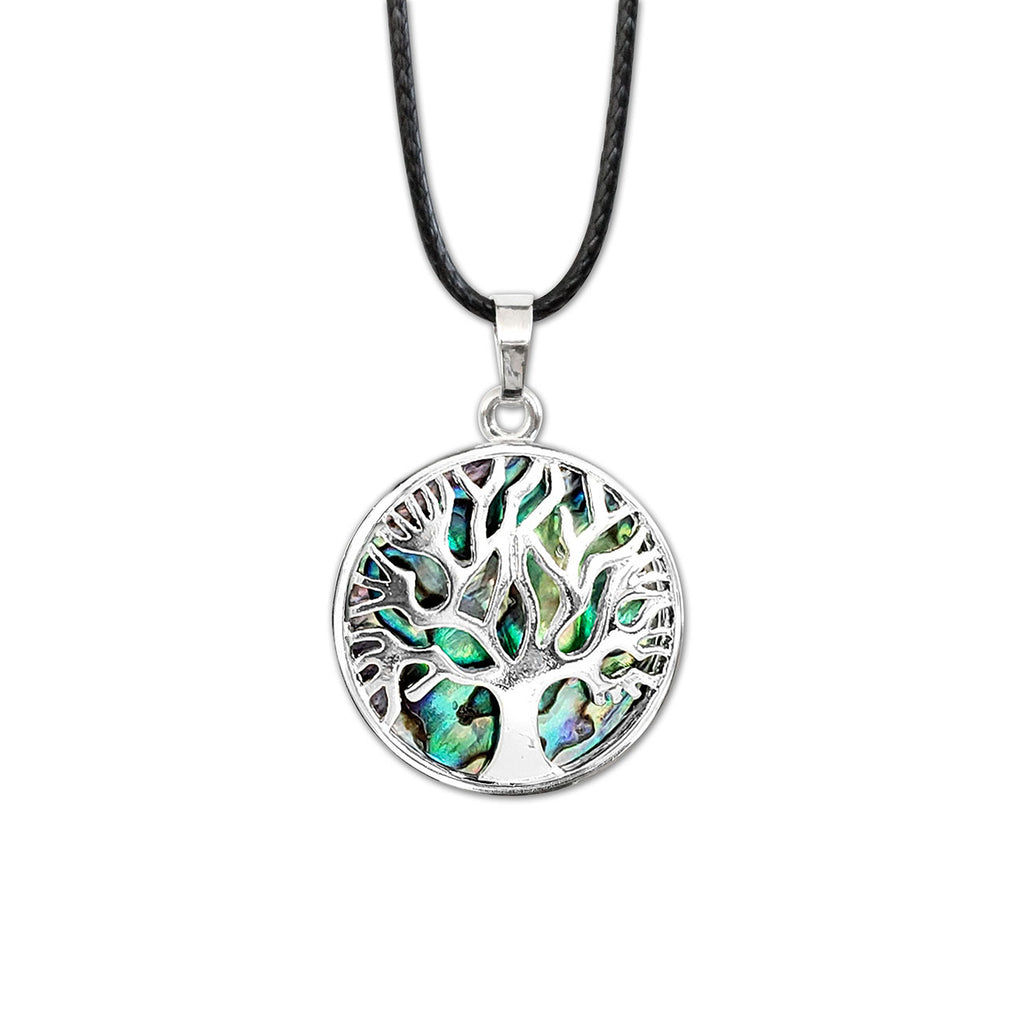Abalone Shell Necklace with Silver Tree of Life Coral Pendant by O Yeah Gifts