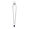 Blue Goldstone Gemstone Drop Necklace with sparkling blue teardrop pendant on a black cord necklace – O Yeah! Gifts.