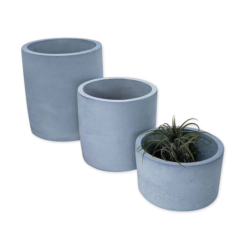 Blue Cement Planters, Small Medium Large - O Yeah Gifts!