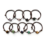 Stone Bracelets, Gemstone Crystal Adjustable Brown Cord Bracelet