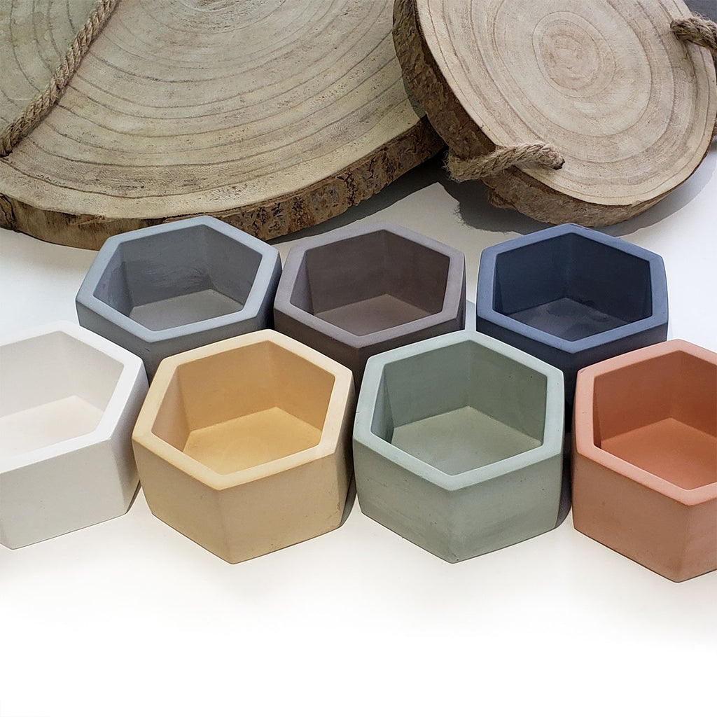 NEW COLORS Hexagon Cement Planters - O Yeah Gifts!