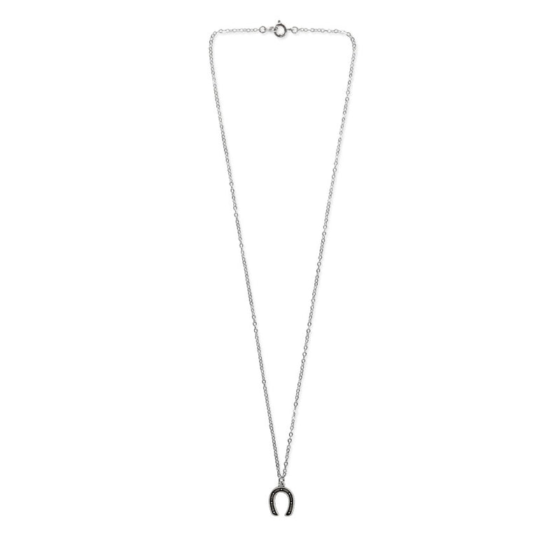 Silver Horseshoe Necklace with good luck charm pendant