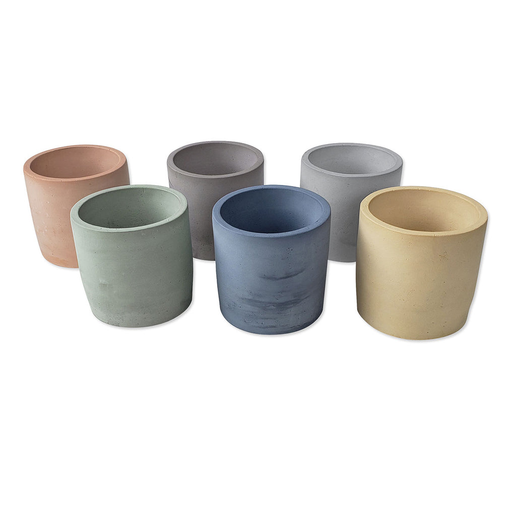 NEW COLORS Round 3" Cement Planters in white orange brown gray green blue yellow - O Yeah Gifts!