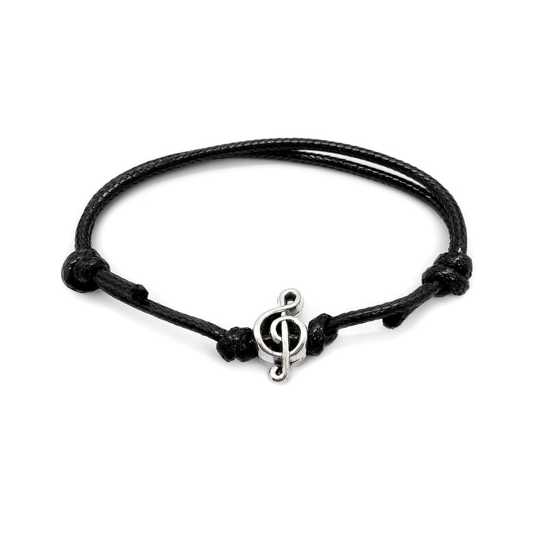 O Yeah Gifts Black Music Charm Bracelet – Adjustable black cord bracelet with a musical note charm, perfect for adding a touch of melody and edgy style to your outfit.