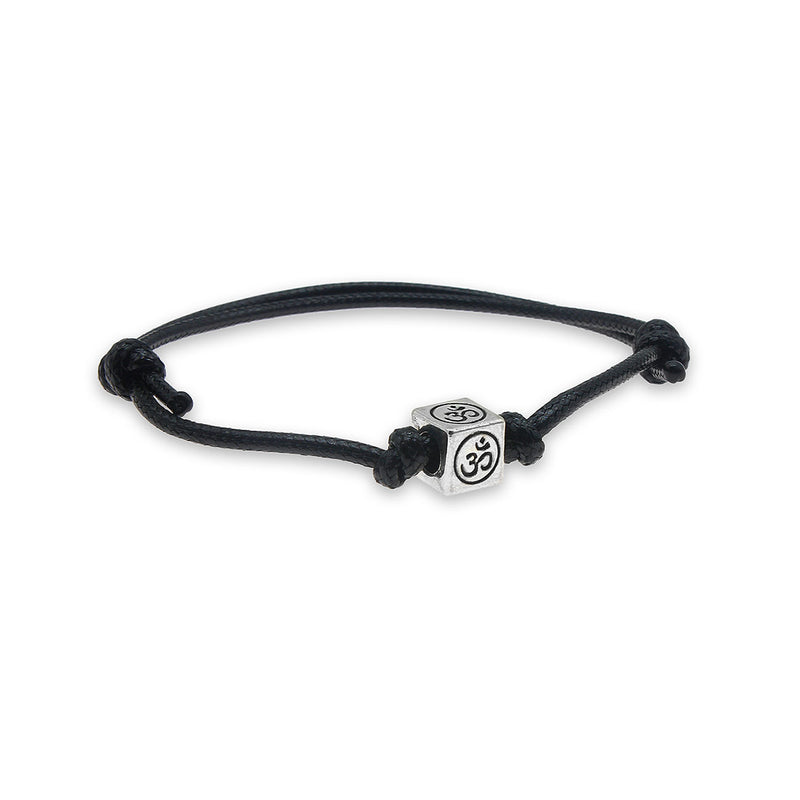 O Yeah Gifts Om Charm Bracelet – Silver Om charm on adjustable cord, perfect for adding a spiritual touch and yoga-inspired style to your everyday look.