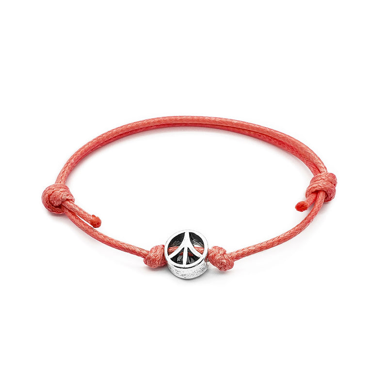O Yeah Gifts Peace Charm Bracelet – Colorful cord bracelet with a peace symbol charm, perfect for adding groovy vibes and playful style to your outfit.