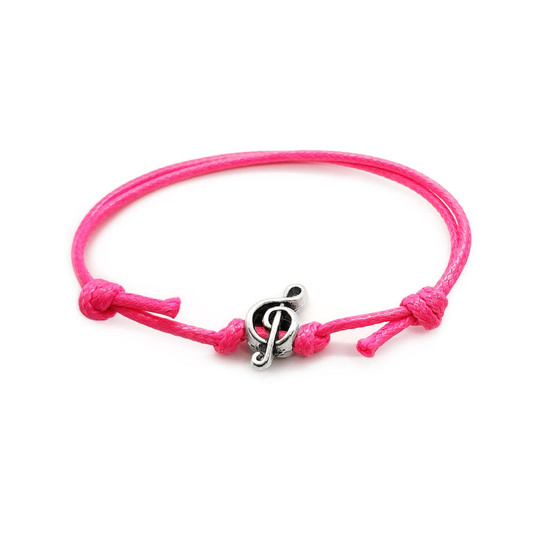 O Yeah Gifts Pink Music Charm Bracelet – Adjustable pink cord bracelet with a musical note charm, perfect for adding a touch of melody and playful style to your look.