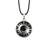 Sun & Moon Gemstone Pendant, Black Agate Crystal Necklace