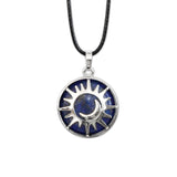 Sun & Moon Gemstone Pendant, Lapis Lazuli Crystal Necklace
