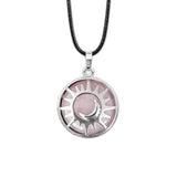 Sun & Moon Gemstone Pendant, Rose Quartz Crystal Necklace