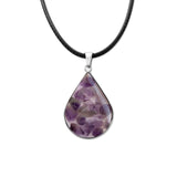Amethyst Crystal Gemstone Drop Necklace, Purple Stones
