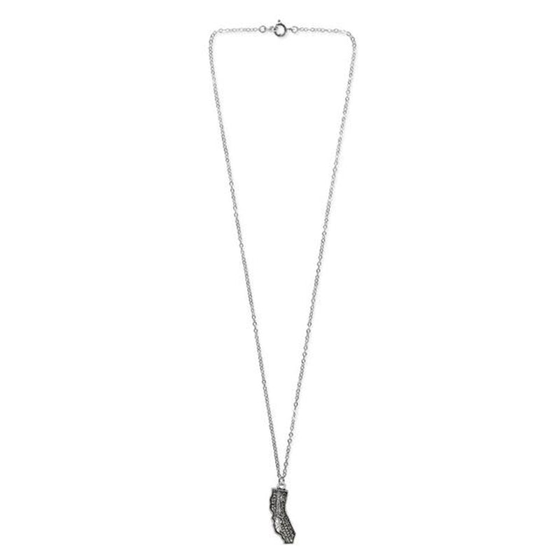 California Charm Necklace on silver chain – state pendant jewelry for layering and showcasing California pride.