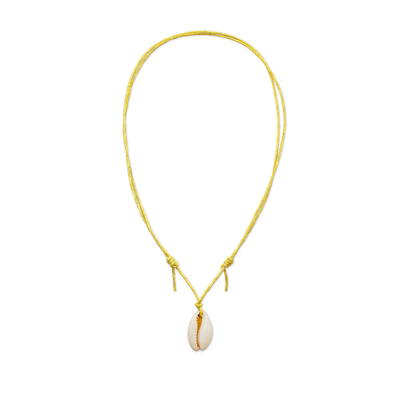 Cowrie Shell Choker with yellow cord – bright summer festival jewelry