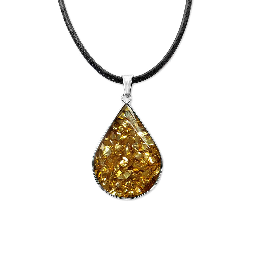 Fools Gold Gemstone Drop Necklace, Golden Teardrop - O Yeah Gifts!