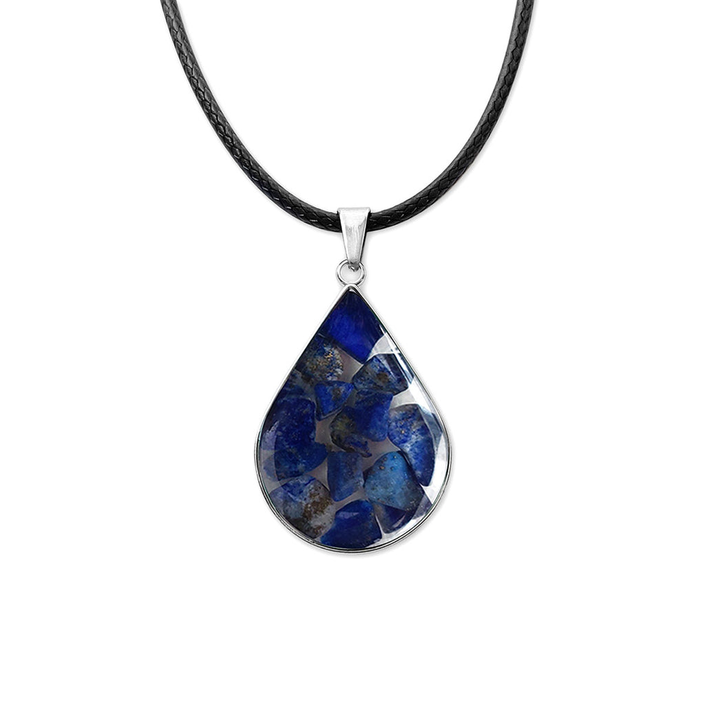 Lapis Lazuli Gemstone Drop Necklace, Blue Teardrop - O Yeah Gifts!