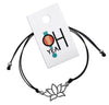 O Yeah Gifts Black Lotus Flower Bracelet with silver lotus charm and adjustable black cord, ideal for Swifties, boho teens and yoga lovers seeking chakra jewelry with a spiritual, fashionable twist