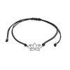 O Yeah Gifts Black Lotus Flower Bracelet with silver lotus charm and adjustable black cord, perfect for Swifties, yoga lovers and boho style