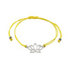 O Yeah Gifts Canary Yellow Lotus Flower Bracelet with silver lotus charm and adjustable yellow cord, perfect for Swifties, boho fashion and chakra-inspired looks