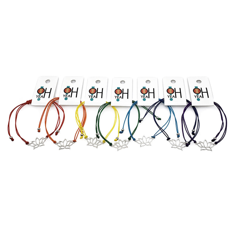 O Yeah Gifts Lotus Flower Bracelets with lotus charm and chakra-inspired colors, perfect for Swifties and boho style lovers
