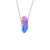 Ocean-inspired quartz crystal necklace featuring blue and purple tones, perfect for beach and beachy looks.
