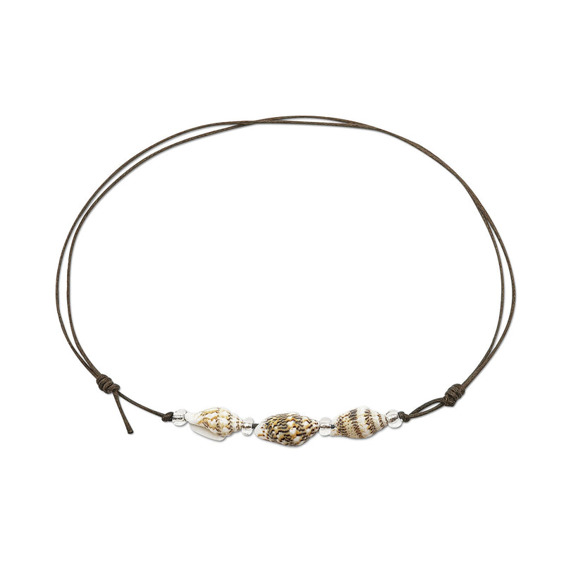 Shell Choker with brown cord – coastal-inspired jewelry for beach lovers