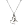 Silver Cancer Awareness Necklace with heart and ribbon charms – symbol of hope and love