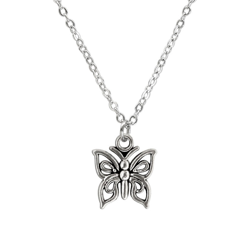 Trendy Silver Butterfly Necklace – dainty charm perfect for layering and stacking