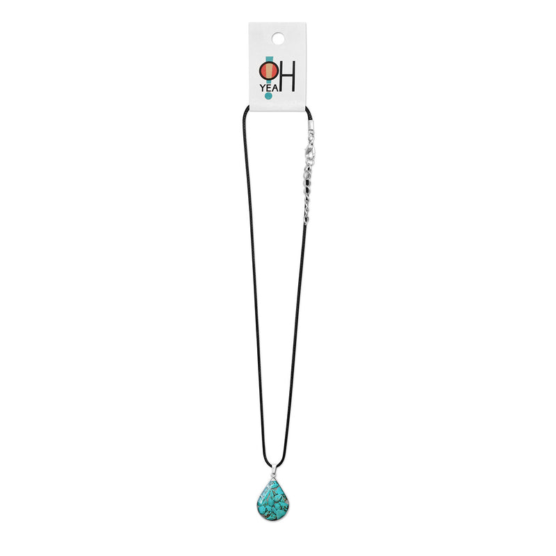 Teardrop turquoise gemstone necklace showcasing natural patterns and earthy tones.