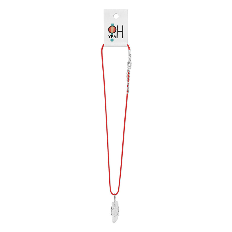 Wire Wrap Crystal Necklace with red cord – passion and courage jewelry.
